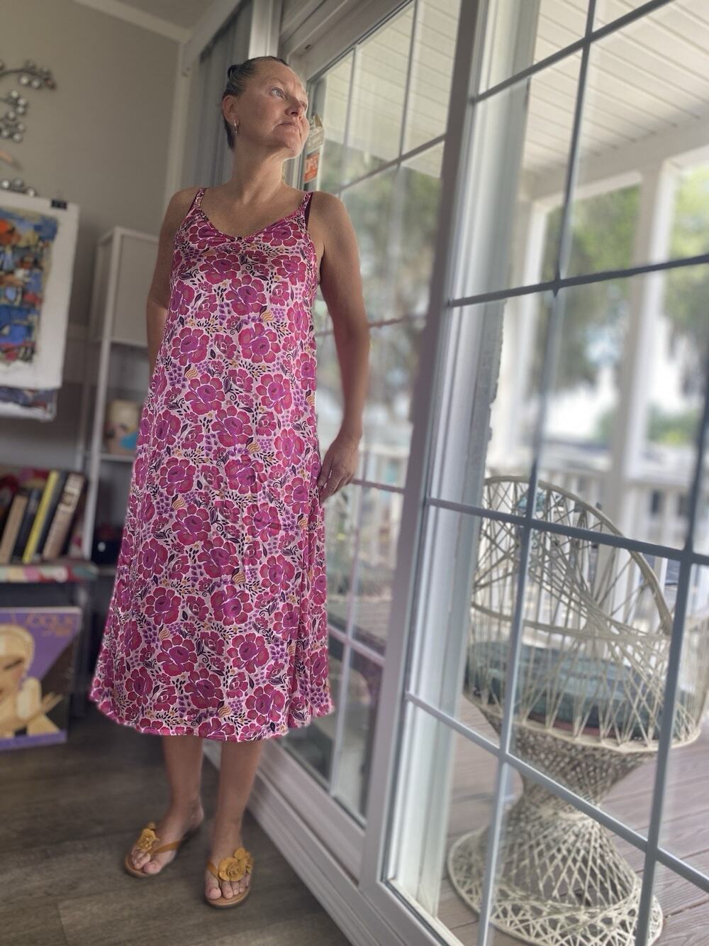 Monoprix Floral Silk Satin Dress Spaghetti Strap Size EU 36 S